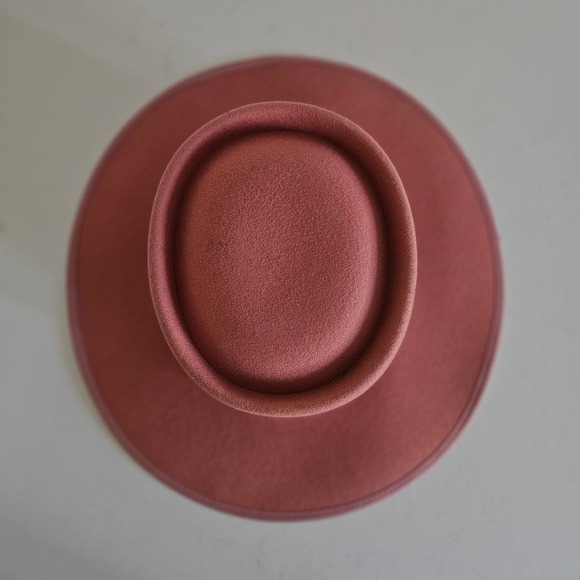 Pink Wool Wide Brim Fedora Hat Adjustable Bow Detail - Picture 5 of 11